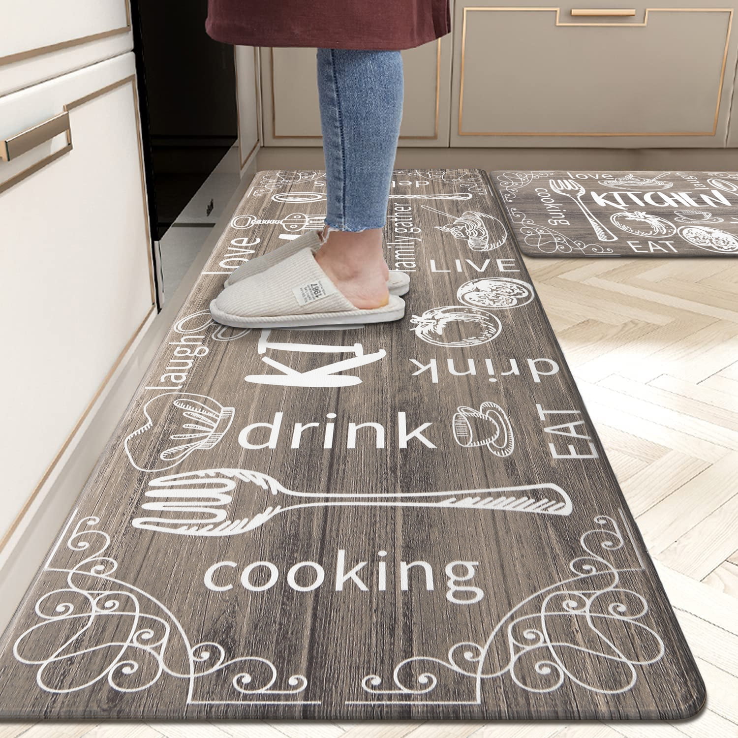MeyJey Anti Fatigue Kitchen Rugs and Mats, 2 PCS NonSlip Indoor