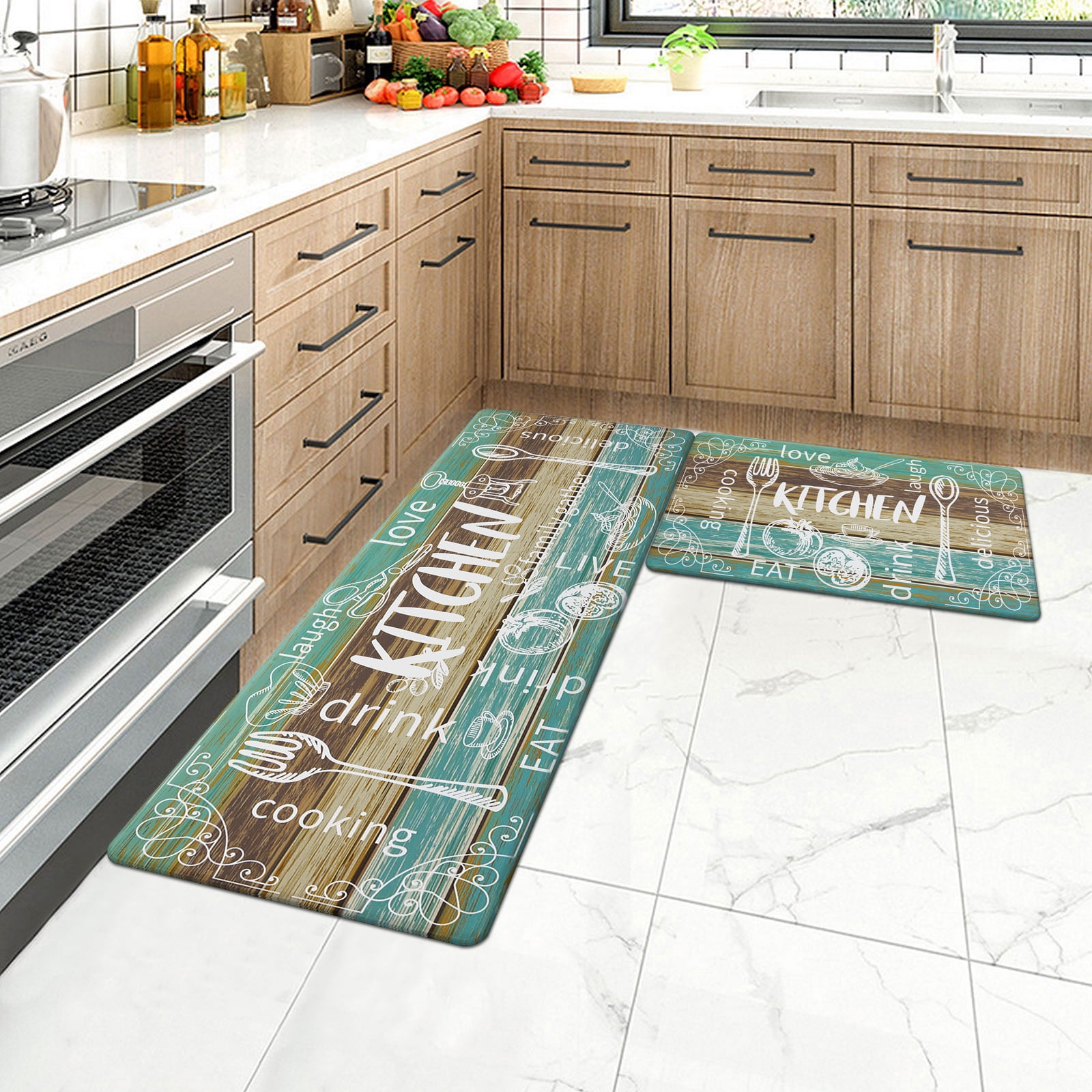 MeyJey Anti Fatigue Kitchen Rugs and Mats, 2 PCS NonSlip Indoor