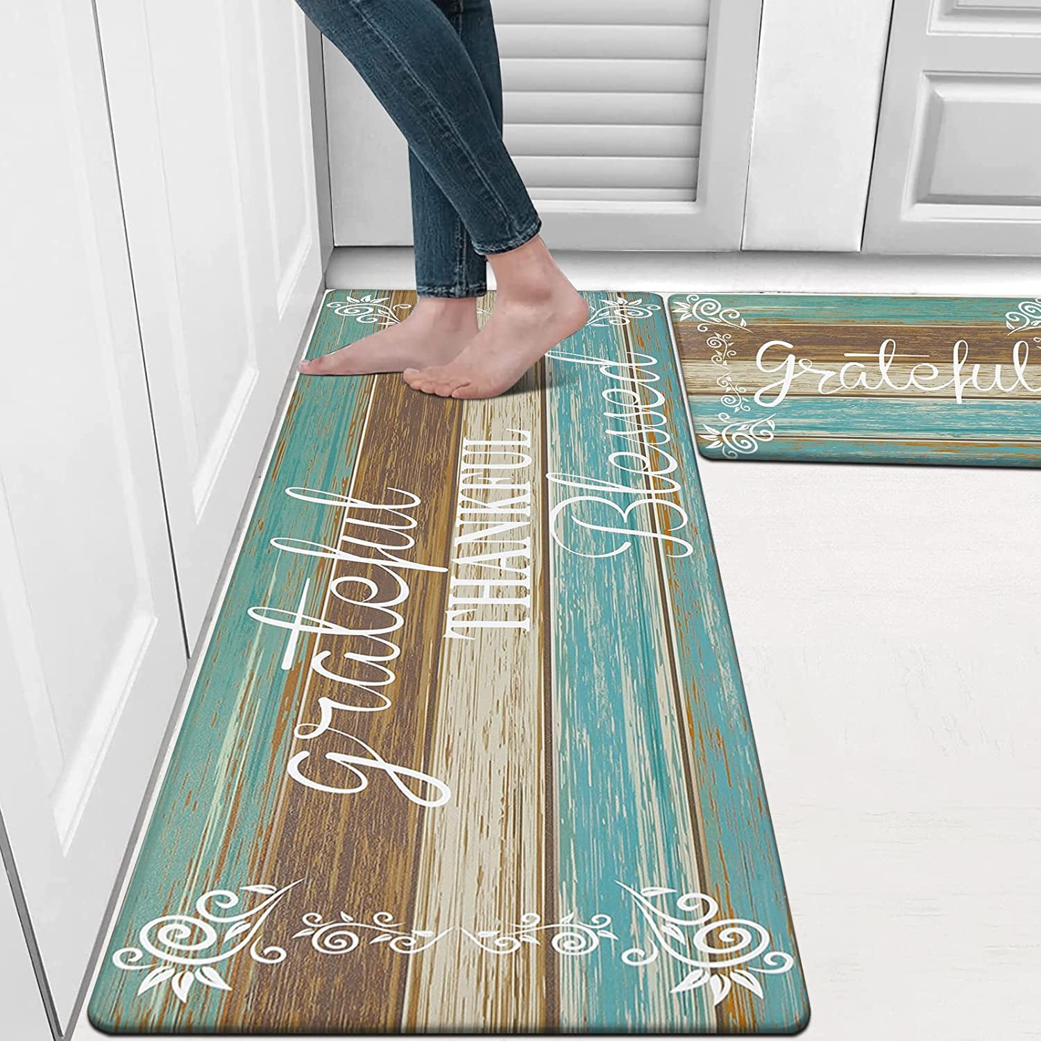 MeyJey Anti Fatigue Kitchen Rugs and Mats, 2 PCS NonSlip Indoor