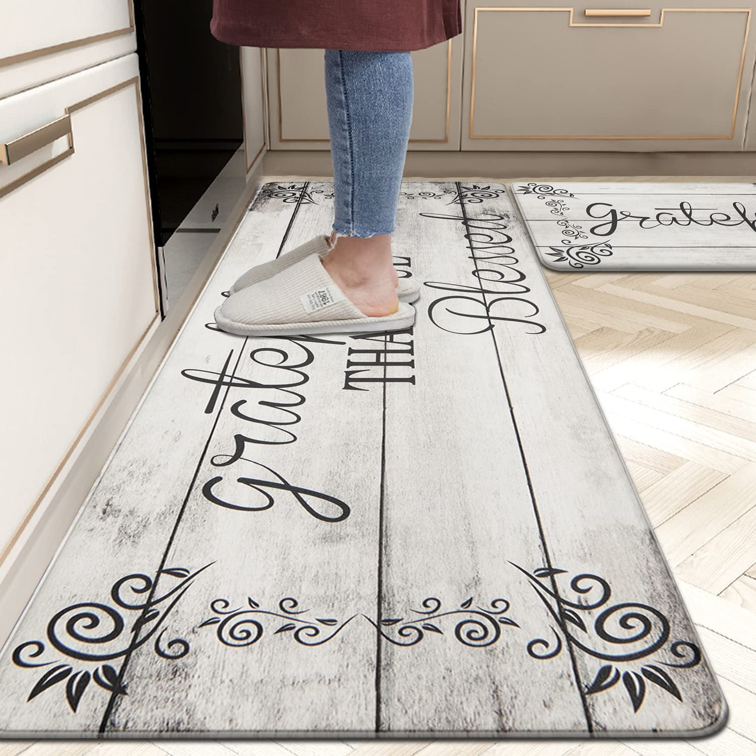 MeyJey Anti Fatigue Kitchen Rugs and Mats, 2 PCS NonSlip Indoor