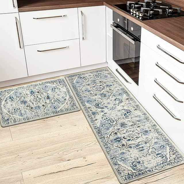 MeyJey Anti Fatigue Kitchen Rugs and Mats, 2 PCS NonSlip Waterproof