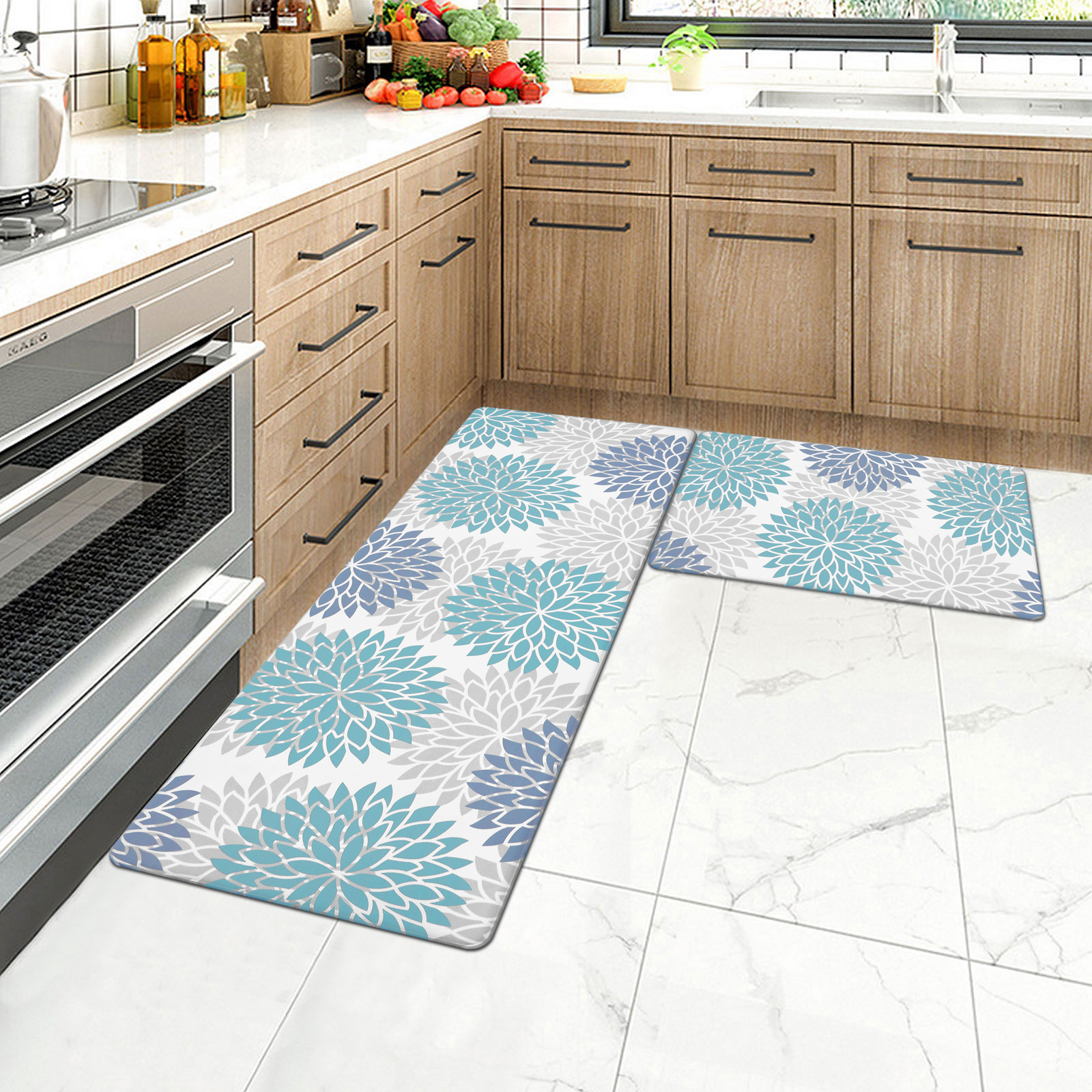 MeyJey Anti Fatigue Kitchen Rugs and Mats, 2 PCS NonSlip Waterproof