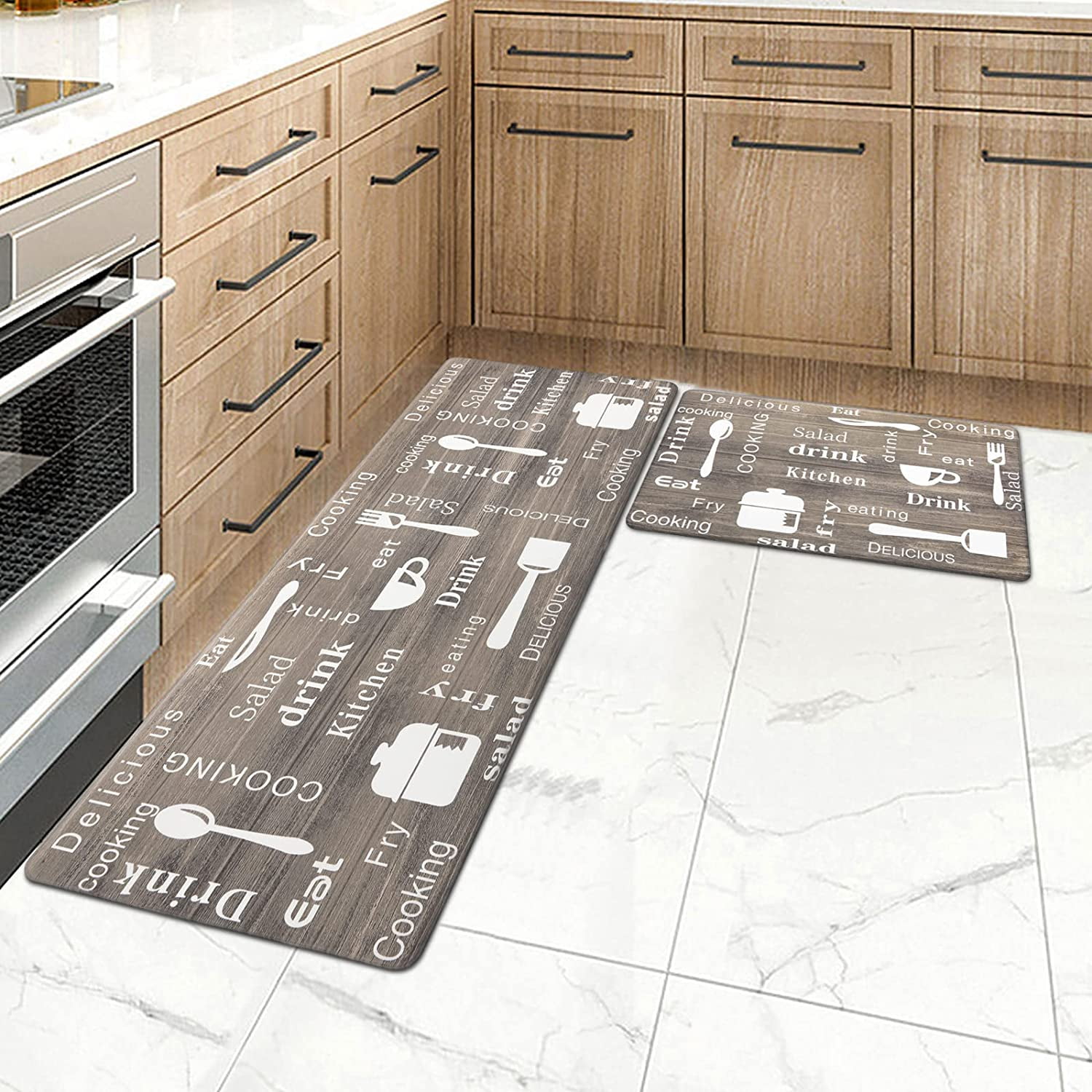 MeyJey Anti Fatigue Kitchen Rugs and Mats, 2 PCS NonSlip Waterproof