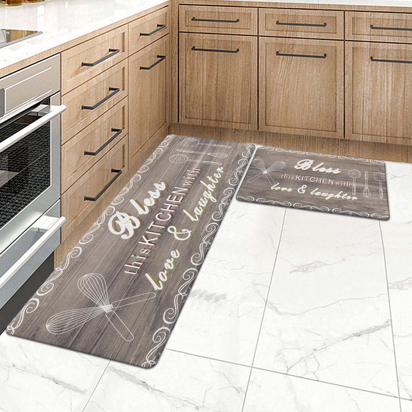 MeyJey Anti Fatigue Kitchen Rugs and Mats, 2 PCS NonSlip Waterproof