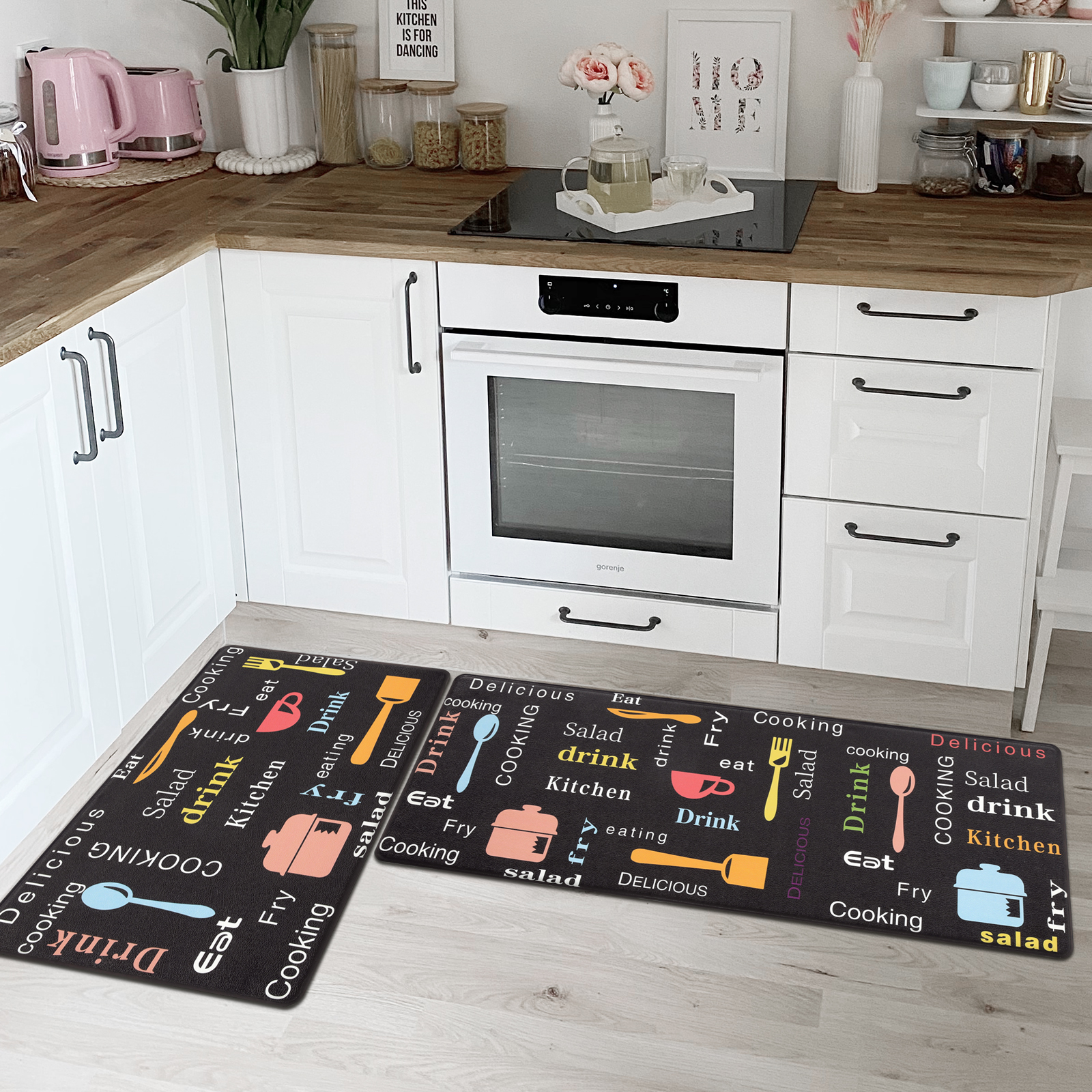 MeyJey Anti Fatigue Kitchen Rugs and Mats, 2 PCS NonSlip Waterproof