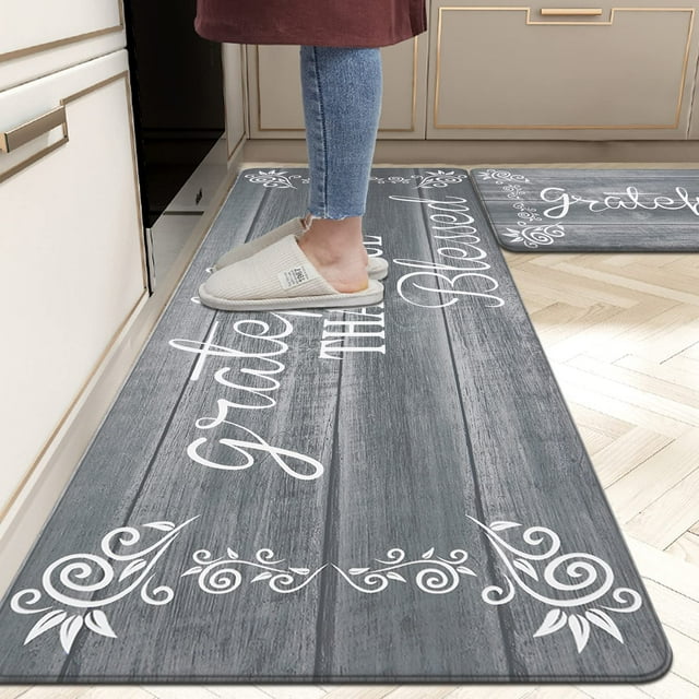 MeyJey Anti Fatigue Kitchen Rugs and Mats, 2 PCS NonSlip Waterproof