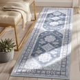 thumbnail image 1 of MeyJey 2'x6' Oriental Vintage Runner Rug for Hallways, Non-Slip Machine Washable Area Rug for Bedroom/Living/Dining/Laundry Room Carpet, Gray/Blue/Navy, 1 of 15
