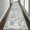 thumbnail image 1 of MeyJey Boho Indoor Hallway Runner Rug 3'x14', Oriental Non Slip Machine Washable Area Rug Distressed Vintage Floor Carpet for Bedroom Kitchen Dinning/Living/Laundry Room, Blue/Beige, 1 of 12