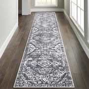 MeyJey 2'x10' Boho Runner Rug for Hallway, Oriental Non Slip Machine Washable Area Rug Distressed Vintage Floor Carpet for Laundry Bedroom Kitchen Dinning Livin