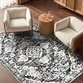 thumbnail image 1 of MeyJey Boho Indoor Living Room Area Rug 3'x5', Non-Slip Machine Washable Vintage Oriental Distressed Floor Carpet for Bedroom Dining Kitchen Hallway Nursery, Gray/Brown, 1 of 11