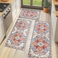 thumbnail image 1 of MeyJey Boho Kitchen Rug and Mat Set 3 Piece, Non-Slip Machine Washable Rugs for Kitchen Floor Dining/Laundry/Living Room, Red/Blue/Beige, 1 of 14