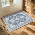 thumbnail image 1 of MeyJey Oriental Indoor Area Rug 2'x3' Non-Slip Machine Washable Vintage Distressed Floor Carpet for Living Room Bedroom Dining Kitchen Hallway, Gray/Blue/Navy, 1 of 15