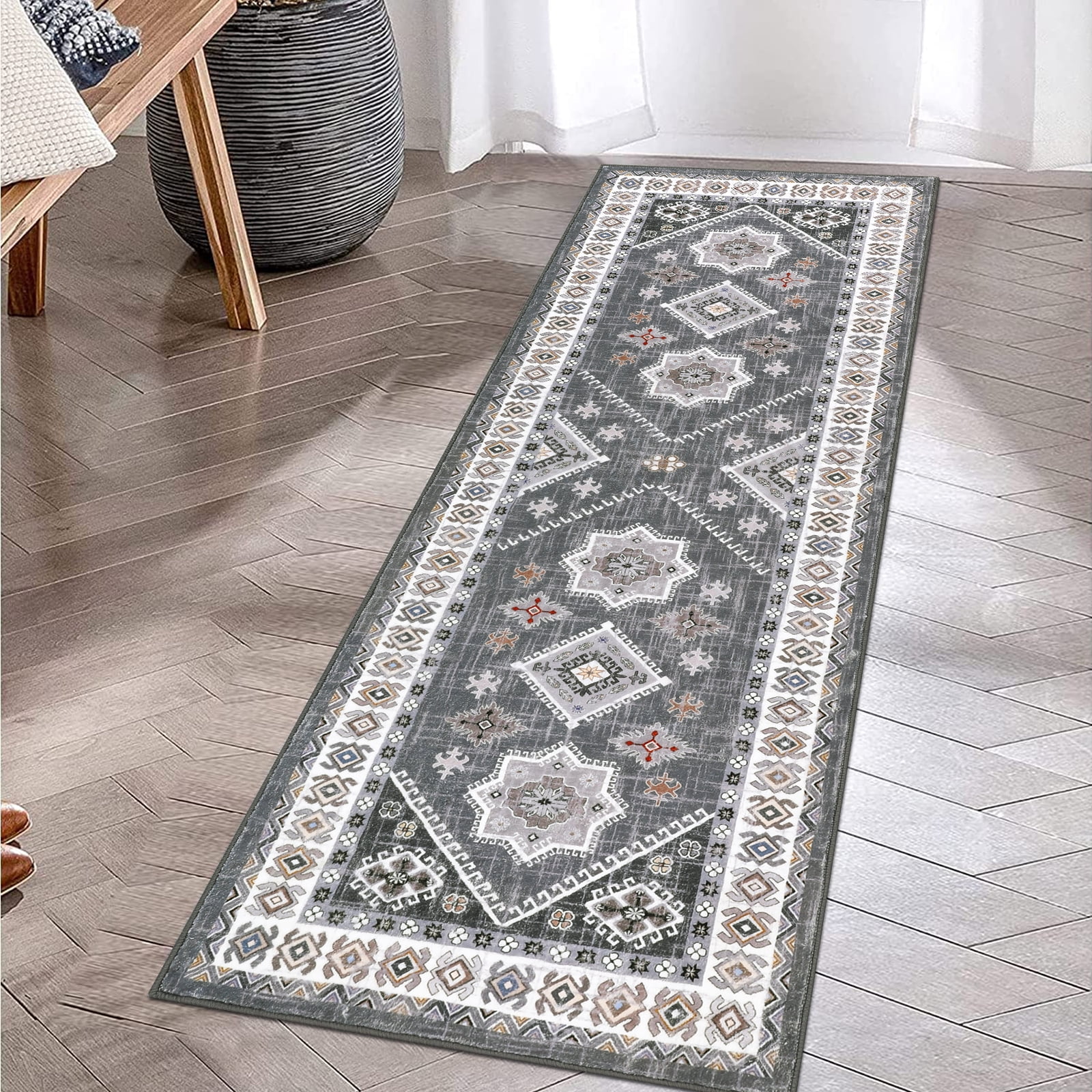 MeyJey Boho Runner Rug, 2'x6' Ultra Soft Fluffy Vintage Distressed Non