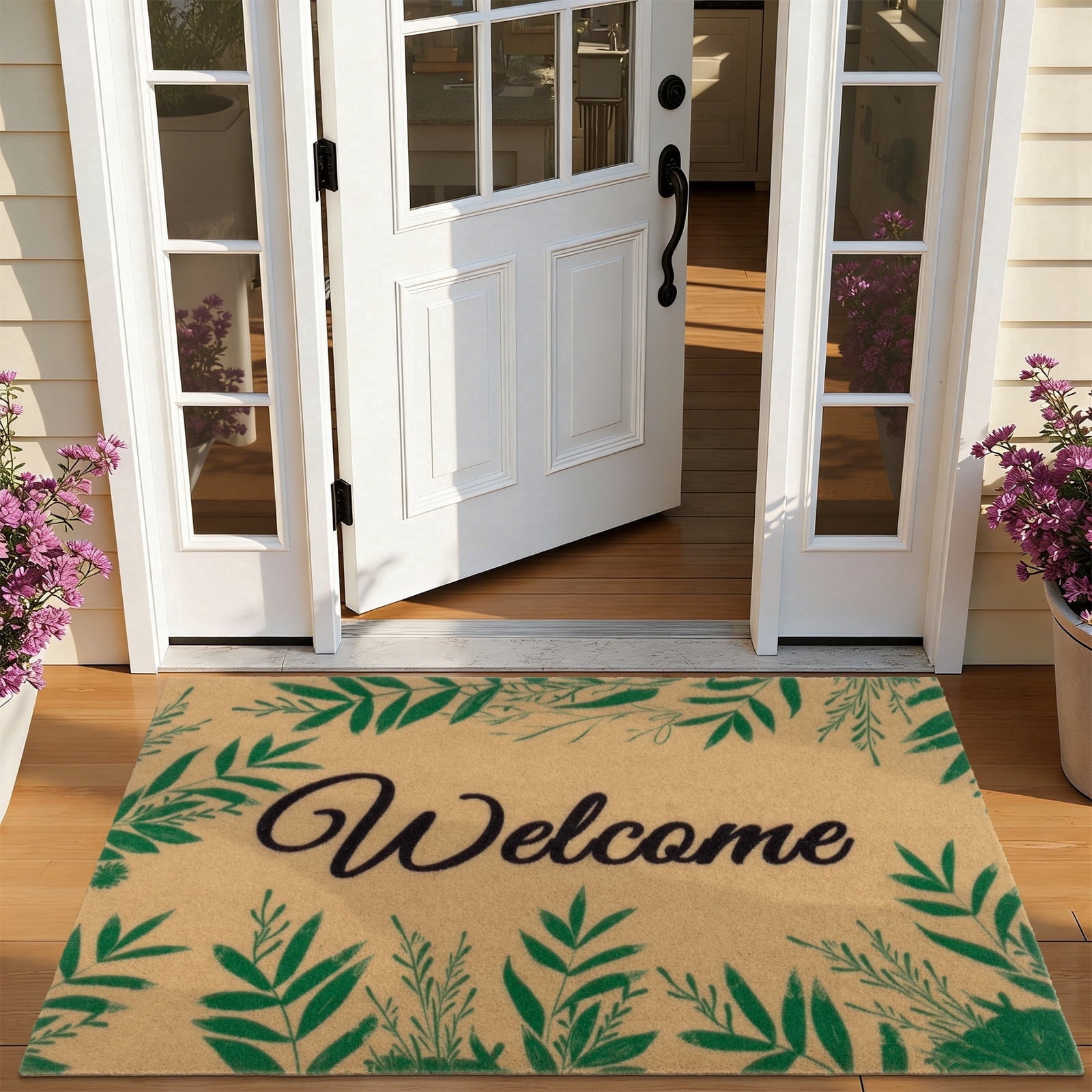 MeyJey Coir Welcome Indoor Outdoor Doormat, 32" x 48" Non Slip Backing Floor Mat for Home Entrance Outside Entry Yard