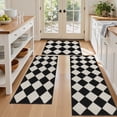 thumbnail image 1 of MeyJey Diamond Plaid Kitchen Rugs Sets of 3, Non Slip Kitchen Floor Mats Washable Kitchen Rug, Black White, 1 of 8