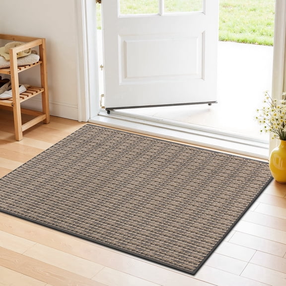 MeyJey Indoor Doormat 20"x32", Nonslip Entrance Door Mats, Dirt Trapper Washable Welcome Mat for Front Back Door and Entryway, Brown