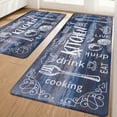 thumbnail image 1 of MeyJey Farmhouse Kitchen Rug Set of 2, Non Slip Anti Fatigue Waterproof Cushioned Mat for Kitchen, Dining, Laundry Room, 18"x30"+18"x48" Blue, 1 of 10