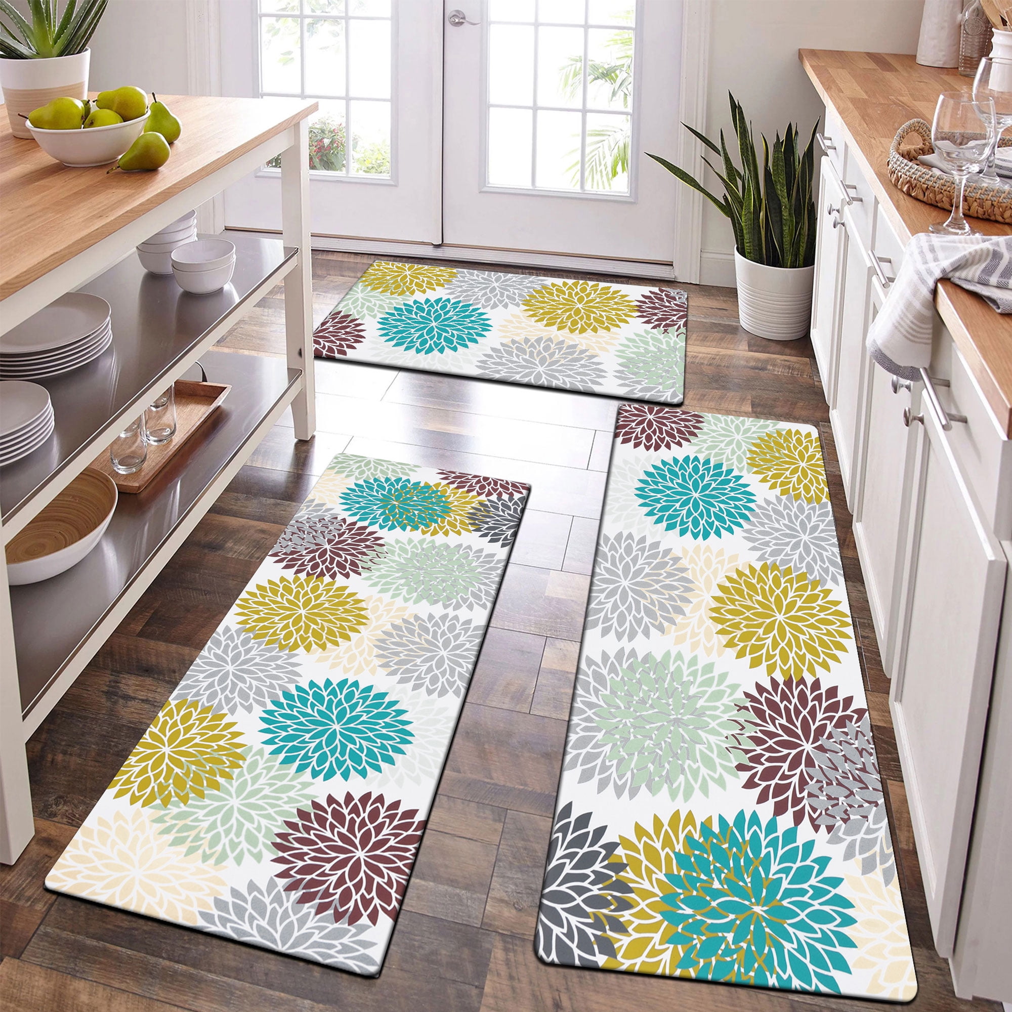 Summer Tropical Lemon Leaf Laundry Room Decor Rug Runner, Anti-Fatigue  Kitchen Rugs, Waterproof & Non Slip Room Accessories for Floor, Under The