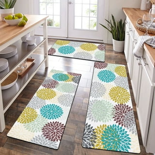 Red Mosaic Designer Chef Oil & Stain Resistant Anti-Fatigue Kitchen Floor  Mat