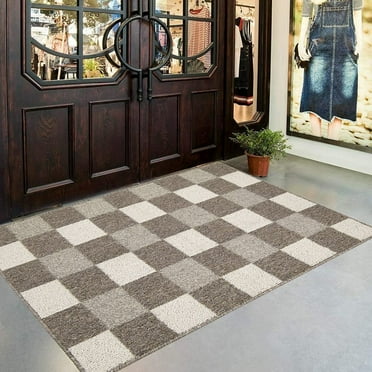 MeyJey Indoor Outdoor Doormat, 24"x36" Non-Slip Absorbent Low Profile Front Door Mats, Brown