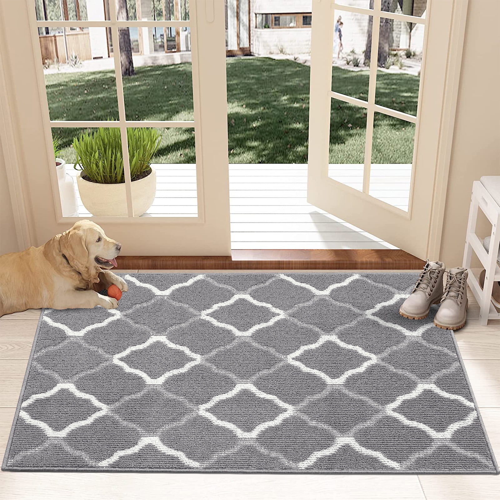 MeyJey Indoor Outdoor Doormat, 24"x36" NonSlip Absorbent Low Profile