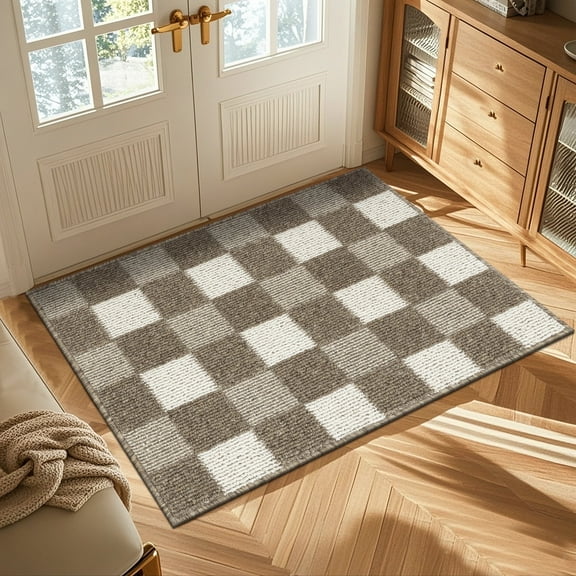 MeyJey Indoor Outdoor Doormat, 32"x48" Non-Slip Absorbent Low Profile Front Door Mats, Brown