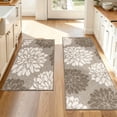 thumbnail image 1 of MeyJey Kitchen Rug 2 PCS Set, 24”x36+24”x59” Non Slip Machine Washable Rug Floral Decor Kitchen Floor Mats for in Front of Sink, Brown, 1 of 9