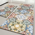 thumbnail image 1 of MeyJey Boho Kitchen Rug Set of 2, Non-Slip Anti-Fatigue Waterproof Cushioned Mat for Kitchen, Dining & Laundry Room, 20"x31.5"+20"x59" Red/Orange/Yellow, 1 of 12