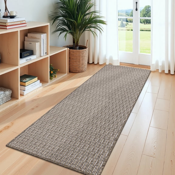 MeyJey 2'x6' Runner Rug for Hallway, Non slip Machine Washable Runners Floor Mats for Entryway Doormat Bathroom Kitchen Laundry Room, Beige