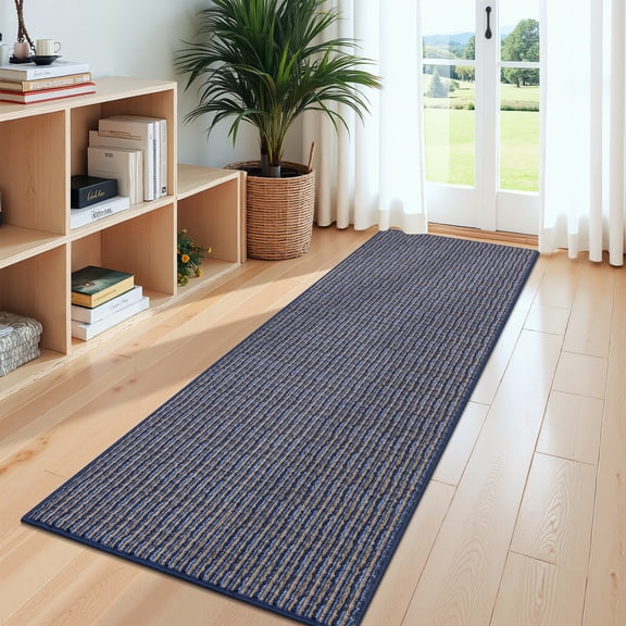 MeyJey 2'x6' Runner Rug for Hallway, Non slip Machine Washable Runners Floor Mats for Entryway Doormat Bathroom Kitchen Laundry Room, Blue