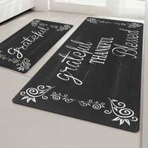 MeyJey Kitchen Rug Set Anti Fatigue 2 Piece Non-Slip Waterproof Cushioned Mats 17"x28" 17"x48" Black