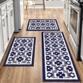 thumbnail image 1 of MeyJey Kitchen Rug Set 3 Piece, Non Slip Machine Washable Mats for Home Floor and Living Room, Blue, 1 of 7