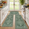 thumbnail image 1 of MeyJey Kitchen Rug Set 3 Piece, Non Slip Machine Washable Mats for Home Floor and Living Room，Dark Green, 1 of 14