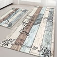 thumbnail image 1 of MeyJey Farmhouse Kitchen Rug Set of 2, Non-Slip Anti-Fatigue Waterproof Cushioned Mat for Kitchen, Dining & Laundry Room, 20"x31.5"+20"x59" Teal/Brown/Beige, 1 of 13