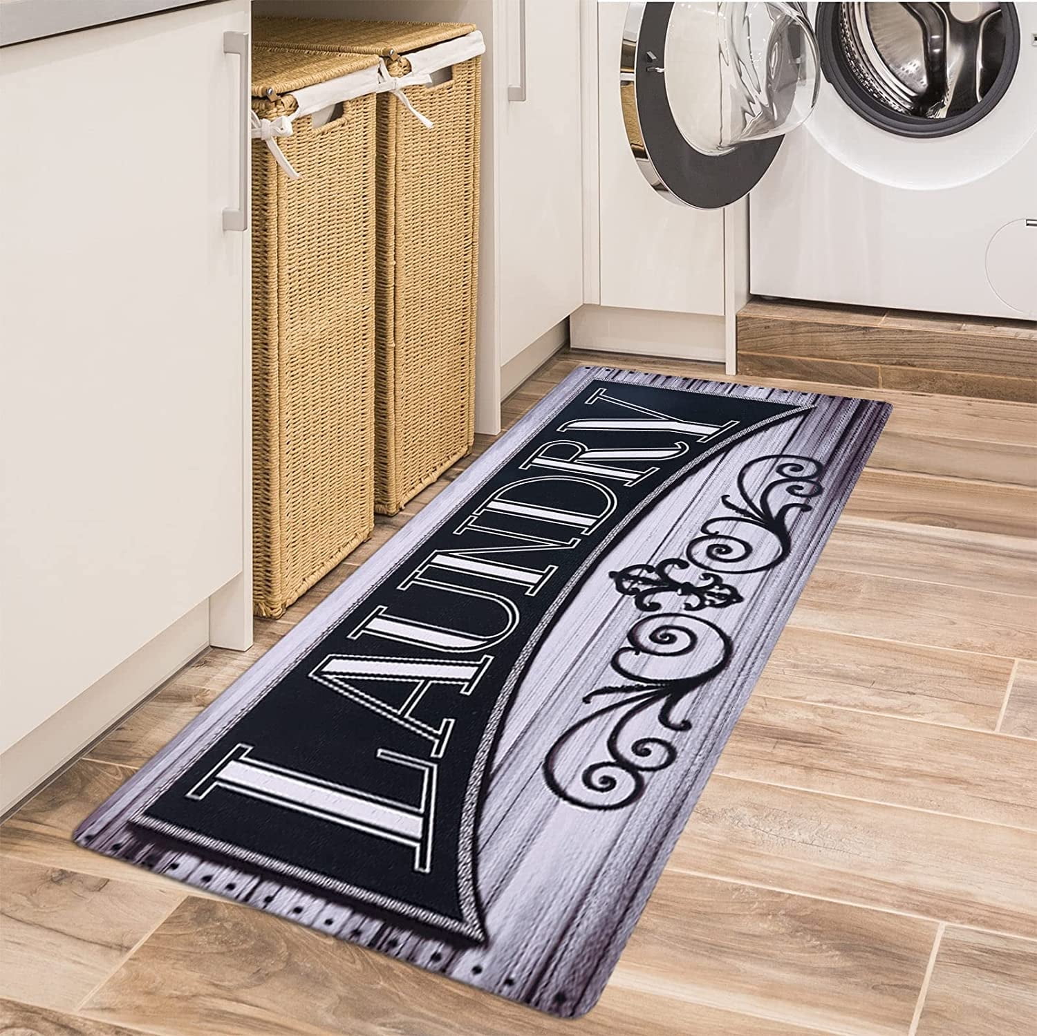 MeyJey Laundry Runner Rug, 20"x48" NonSlip Waterproof Kitchen Floor Mat Farmhouse Hallway