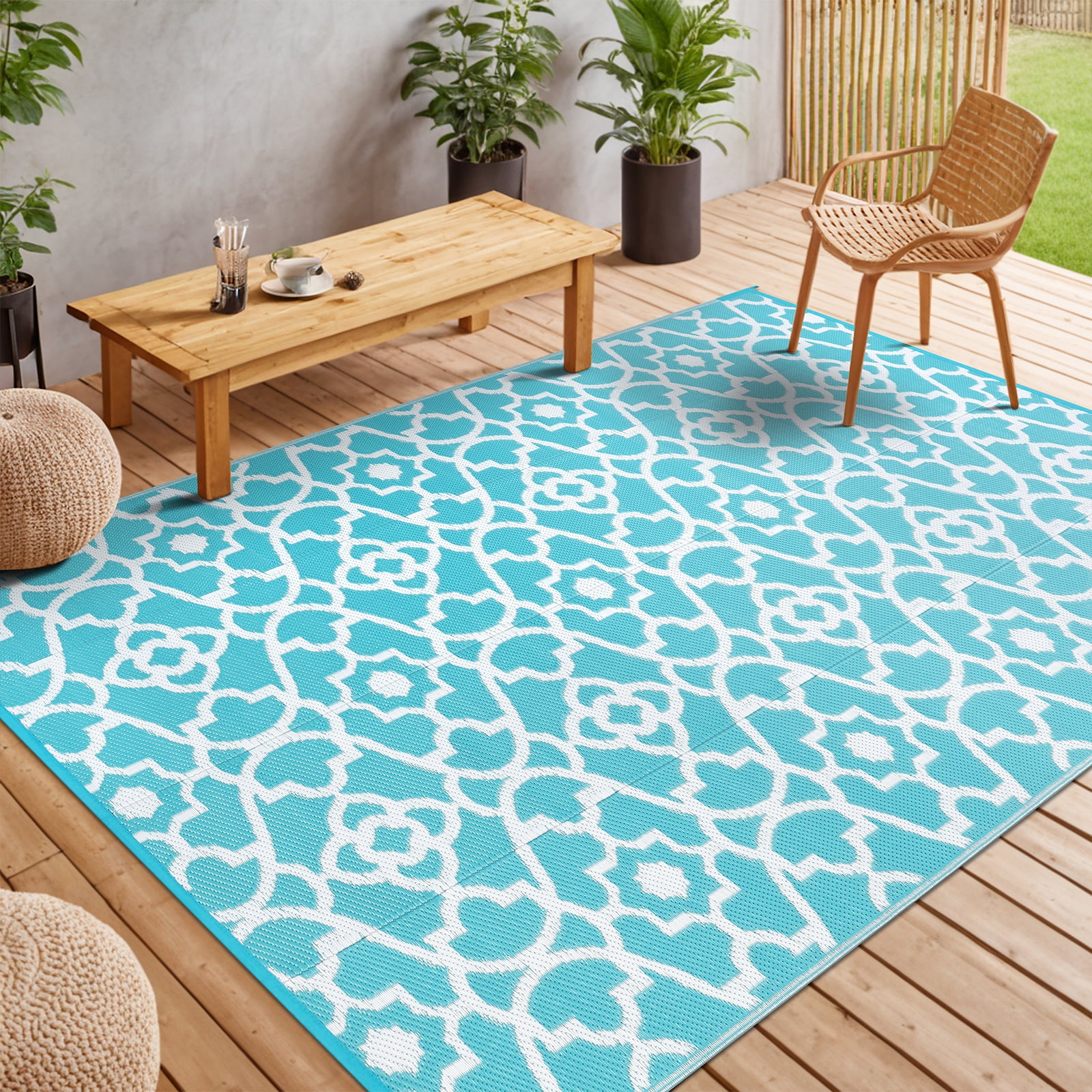 MeyJey Outdoor Rug, 4'x6' Reversible Wat