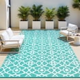 thumbnail image 1 of MeyJey 6'x9' Outdoor Rug, Patio Rug Waterproof RV Outdoor Rug Camping Rugs Reversible Plastic Mat for Camping, Balcony Apartment, Patio, Porch, Picnic, Beach, Aqua Blue, 1 of 10