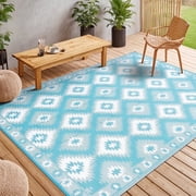 MeyJey 6'x9' Outdoor Rug Reversible Waterproof Oversize Indoor/Outdoor Plastic Mat for RV, Camping, Patio, Teal