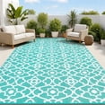 thumbnail image 1 of MeyJey 8'x10' Outdoor Rug, Patio Rug Waterproof RV Outdoor Rug Camping Rugs Reversible Plastic Mat for Camping, Balcony Apartment, Patio, Porch, Picnic, Beach, Aqua Blue, 1 of 11