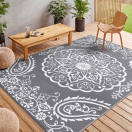 Quick Dry Grey Geometric Indoor Outdoor Rug - Walmart.com