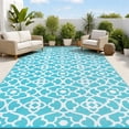 thumbnail image 1 of MeyJey 8'x10' Outdoor Rug, Patio Rug Waterproof RV Outdoor Rug Camping Rugs Reversible Plastic Mat for Camping, Balcony Apartment, Patio, Porch, Picnic, Beach, Teal, 1 of 11