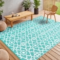 thumbnail image 1 of MeyJey 9'x12' Outdoor Rug Reversible Waterproof Oversize Indoor/Outdoor Plastic Mat for RV, Camping, Patio, Aqua Blue, 1 of 10