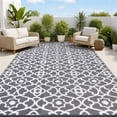 thumbnail image 1 of MeyJey 9'x12' Outdoor Rug, Patio Rug Waterproof RV Outdoor Rug Camping Rugs Reversible Plastic Mat for Camping, Balcony Apartment, Patio, Porch, Picnic, Beach, Gray, 1 of 10