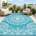thumbnail image 1 of MeyJey 9'x12' Outdoor Rug, Patio Rug Waterproof RV Outdoor Rug Camping Rugs Reversible Plastic Mat for Camping, Balcony Apartment, Patio, Porch, Picnic, Beach, Teal, 1 of 10