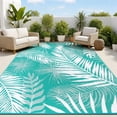 thumbnail image 1 of MeyJey Outdoor Rug, 9'x12' Reversible Waterproof Area Rug, Plastic Mat for RV Patio Camping, Teal, 1 of 11
