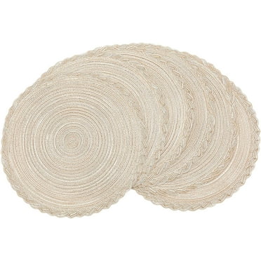 ONEFIND Brown Placemats Set of 4, Washable Woven Vinyl Round Place Mats ...