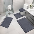 thumbnail image 1 of MeyJey Bathroom Rugs Set of 4 Piece, Bath Mats, Microfiber Non Slip Shaggy Ultra Soft Bathroom Runner with U Shaped Contour Toilet Mat for Bathroom, Shower Inside Floor, Dark Gray, 1 of 16