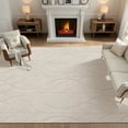 thumbnail image 1 of MeyJey 6'x9' Shag Area Rug for Living Room Modern High-Low Cut Machine Washable Rugs for Bedroom Dinning Room Office Decor Non-Slip Soft Carpet, Beige, 1 of 16