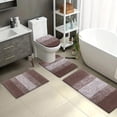 thumbnail image 1 of MeyJey Striped Microfiber Bath Rug Set Non-Slip, Brown, 4 Count, Machine Washable, 1 of 10