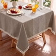 thumbnail image 1 of MeyJey 55”x84” Tablecloths for Rectangle Tables, Waterproof Linen Cotton Farmhouse Table Cloths with Tassel for Kitchen Dining, Brown, 1 of 10